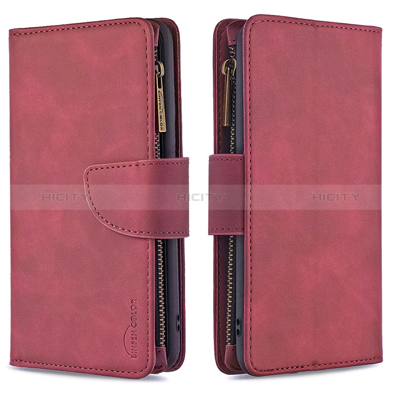 Custodia Portafoglio In Pelle Cover con Supporto B09F per Xiaomi Poco X3 NFC Rosso