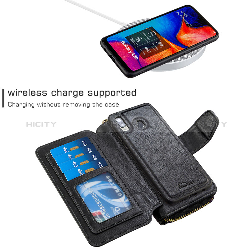 Custodia Portafoglio In Pelle Cover con Supporto B10F per Samsung Galaxy A20