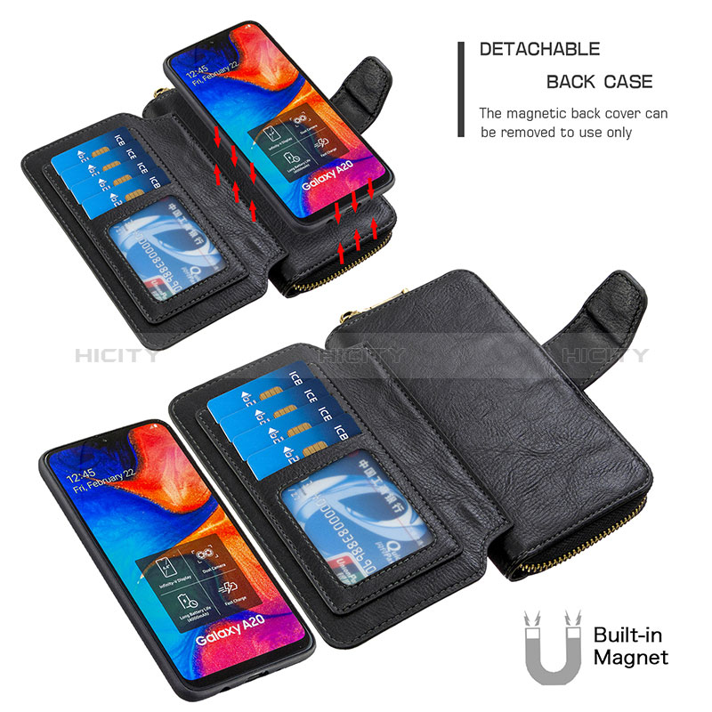 Custodia Portafoglio In Pelle Cover con Supporto B10F per Samsung Galaxy A20