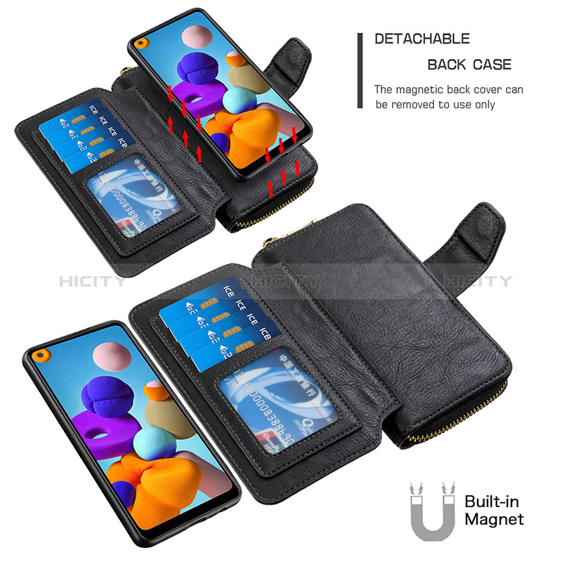 Custodia Portafoglio In Pelle Cover con Supporto B10F per Samsung Galaxy A21