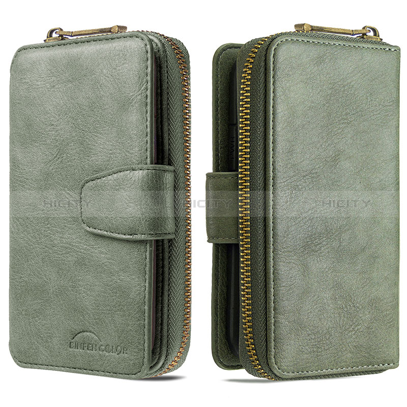 Custodia Portafoglio In Pelle Cover con Supporto B10F per Samsung Galaxy A30S Verde