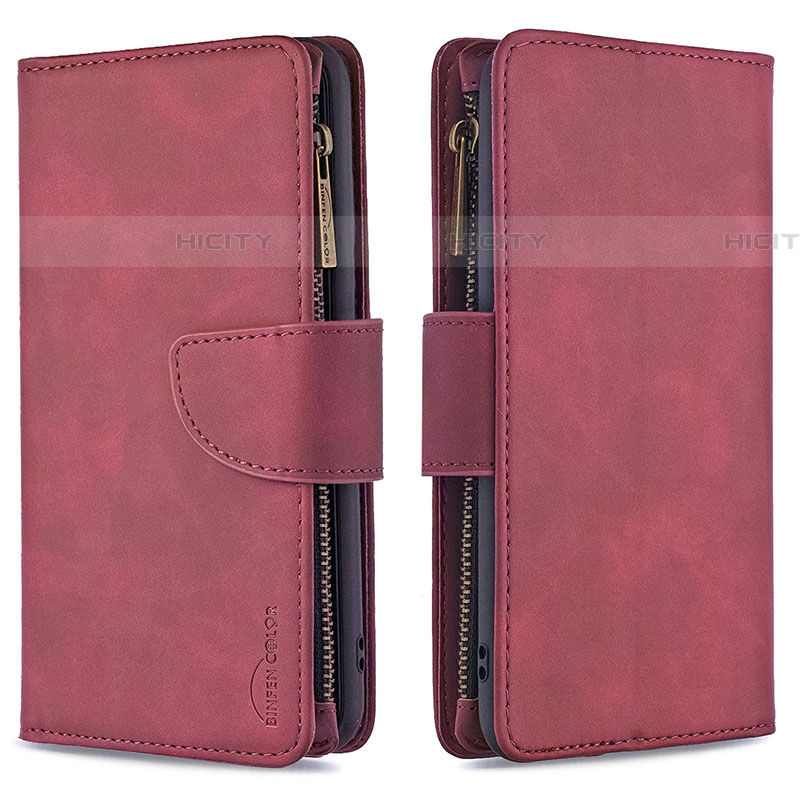 Custodia Portafoglio In Pelle Cover con Supporto B10F per Samsung Galaxy A52 5G Rosso