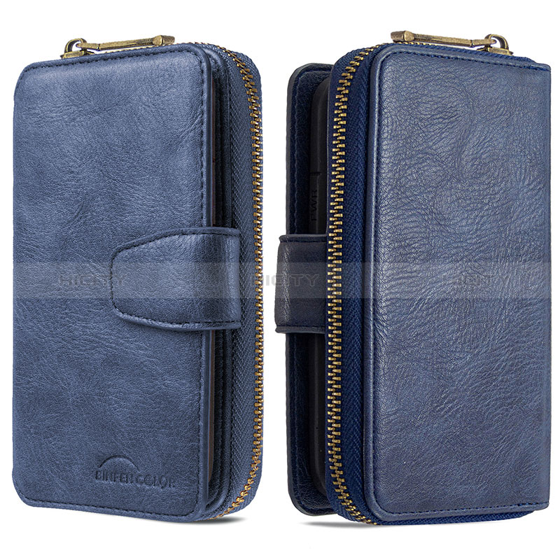 Custodia Portafoglio In Pelle Cover con Supporto B10F per Samsung Galaxy M10S Blu