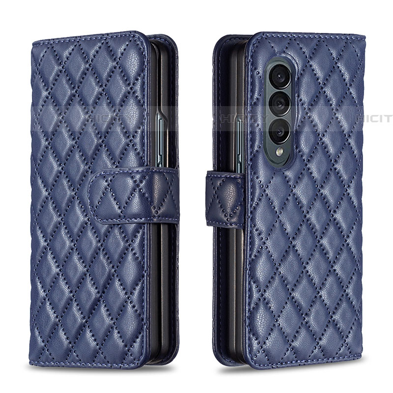 Custodia Portafoglio In Pelle Cover con Supporto B10F per Samsung Galaxy Z Fold4 5G Blu