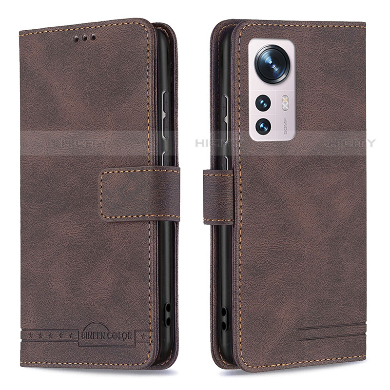 Custodia Portafoglio In Pelle Cover con Supporto B10F per Xiaomi Mi 12X 5G Marrone