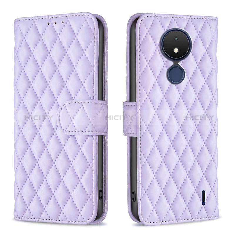 Custodia Portafoglio In Pelle Cover con Supporto B11F per Nokia C21 Viola