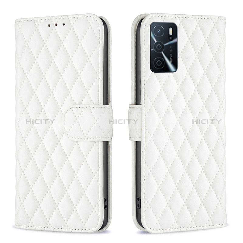 Custodia Portafoglio In Pelle Cover con Supporto B11F per Oppo A16 Bianco