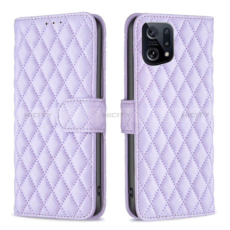 Custodia Portafoglio In Pelle Cover con Supporto B11F per Oppo Find X5 5G Viola