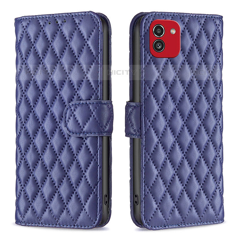 Custodia Portafoglio In Pelle Cover con Supporto B11F per Samsung Galaxy A03 Blu