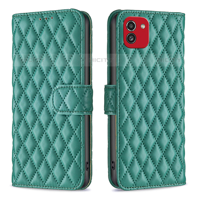 Custodia Portafoglio In Pelle Cover con Supporto B11F per Samsung Galaxy A03 Verde