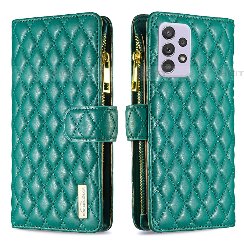 Custodia Portafoglio In Pelle Cover con Supporto B11F per Samsung Galaxy A52 5G Verde