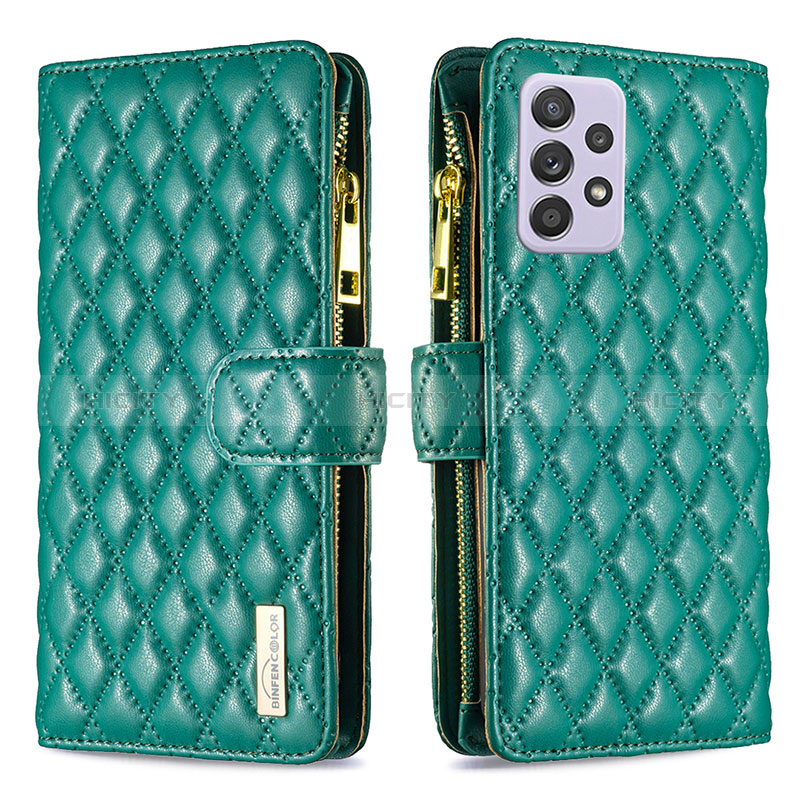 Custodia Portafoglio In Pelle Cover con Supporto B11F per Samsung Galaxy A52s 5G Verde