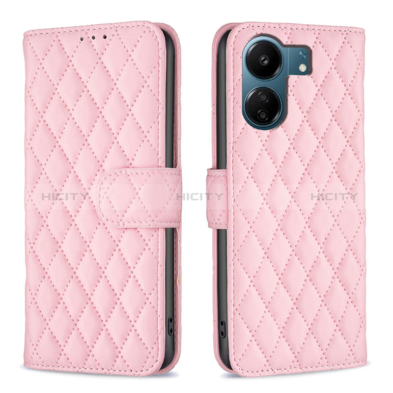 Custodia Portafoglio In Pelle Cover con Supporto B11F per Xiaomi Poco C65 Oro Rosa