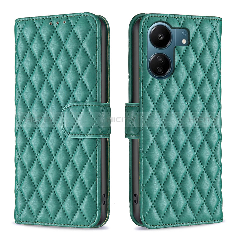 Custodia Portafoglio In Pelle Cover con Supporto B11F per Xiaomi Poco C65 Verde