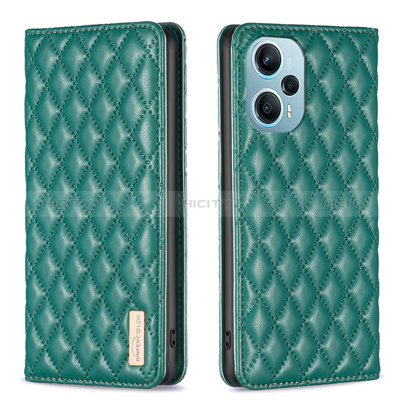 Custodia Portafoglio In Pelle Cover con Supporto B11F per Xiaomi Poco F5 5G Verde