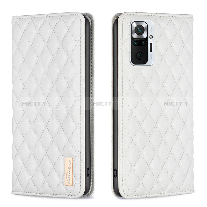 Custodia Portafoglio In Pelle Cover con Supporto B11F per Xiaomi Redmi Note 10 Pro 4G Bianco