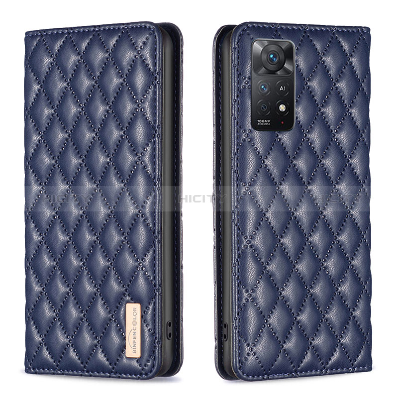 Custodia Portafoglio In Pelle Cover con Supporto B11F per Xiaomi Redmi Note 11 Pro 4G Blu