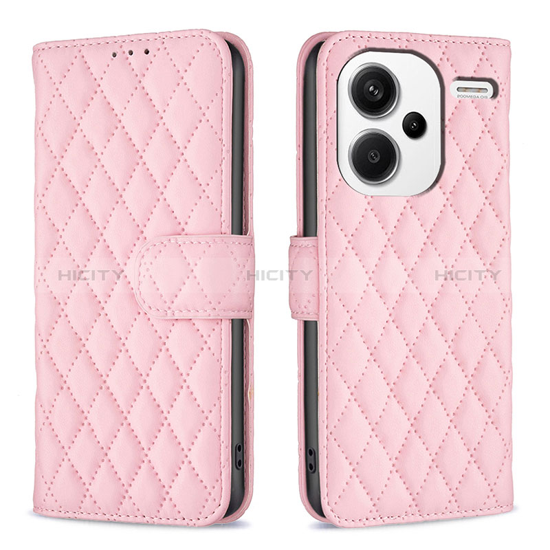 Custodia Portafoglio In Pelle Cover con Supporto B11F per Xiaomi Redmi Note 13 Pro+ Plus 5G Oro Rosa