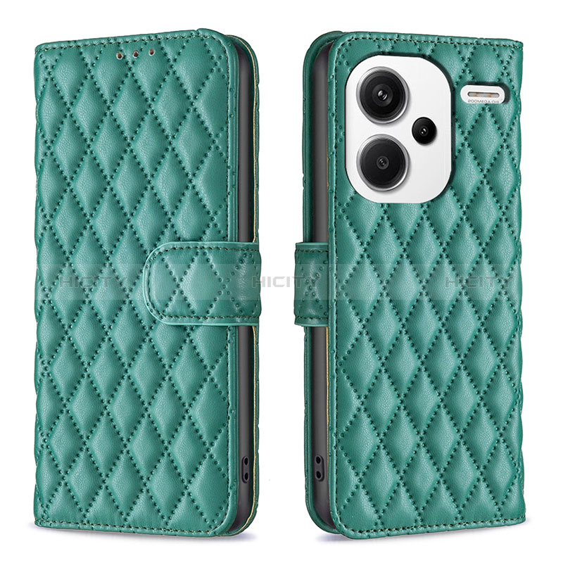 Custodia Portafoglio In Pelle Cover con Supporto B11F per Xiaomi Redmi Note 13 Pro+ Plus 5G Verde