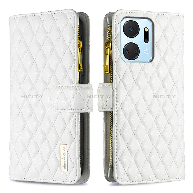 Custodia Portafoglio In Pelle Cover con Supporto B12F per Huawei Honor X7a Bianco