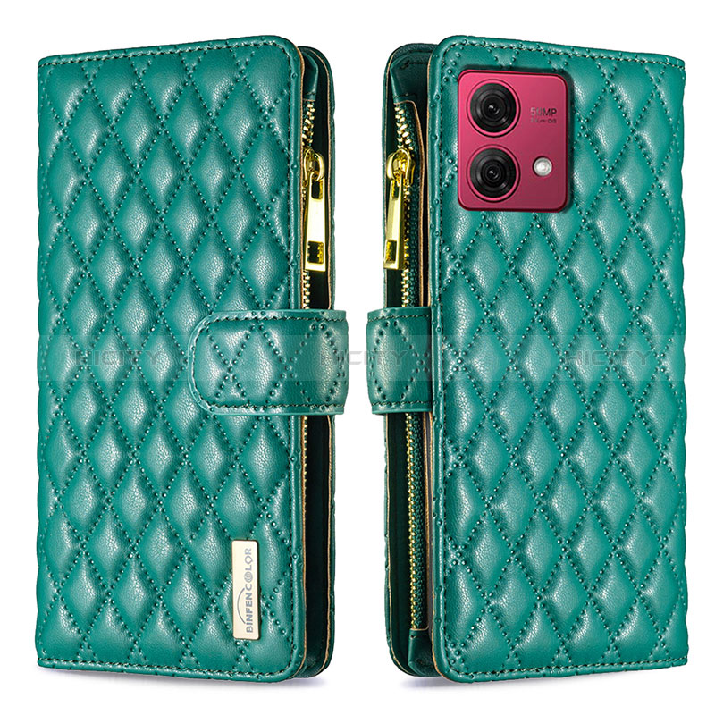 Custodia Portafoglio In Pelle Cover con Supporto B12F per Motorola Moto G84 5G Verde