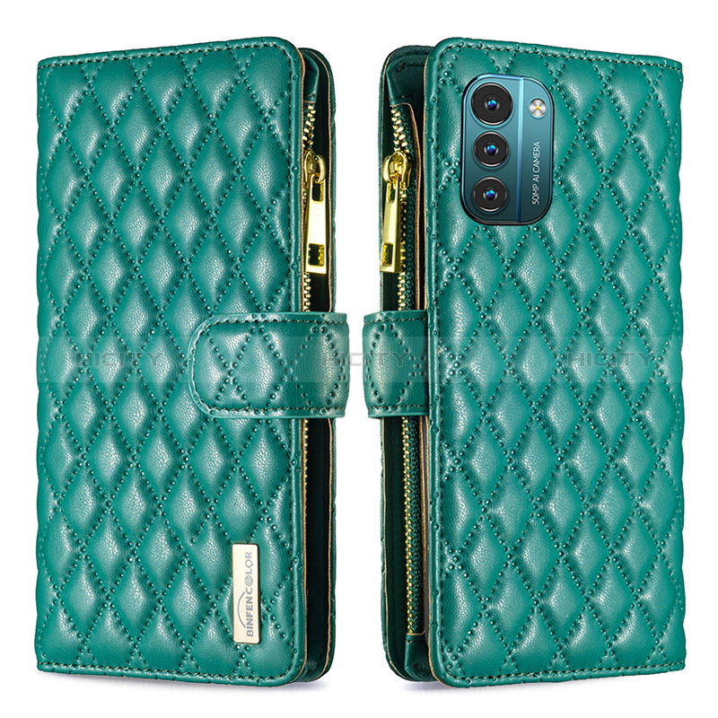 Custodia Portafoglio In Pelle Cover con Supporto B12F per Nokia G11 Verde