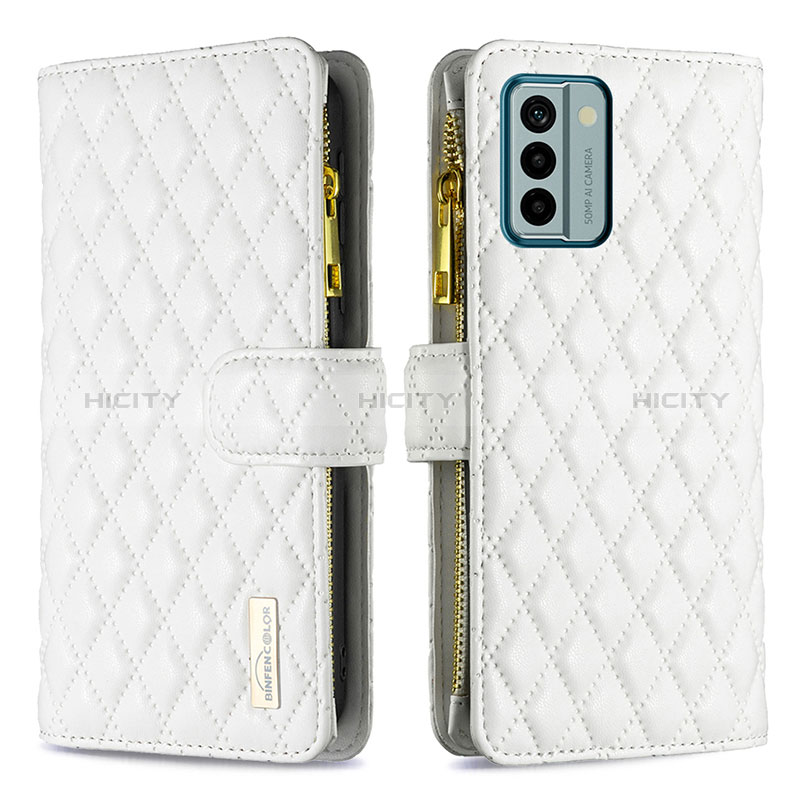 Custodia Portafoglio In Pelle Cover con Supporto B12F per Nokia G22 Bianco