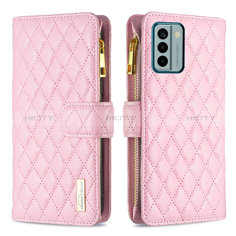 Custodia Portafoglio In Pelle Cover con Supporto B12F per Nokia G22 Oro Rosa