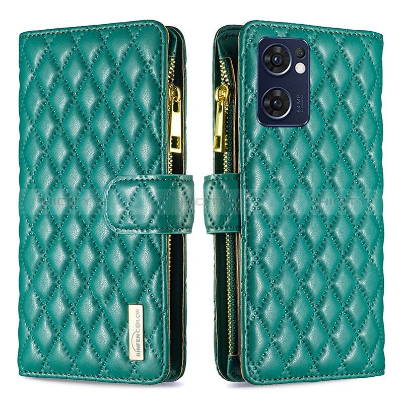 Custodia Portafoglio In Pelle Cover con Supporto B12F per OnePlus Nord CE 2 5G Verde