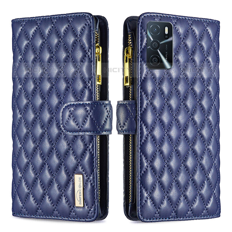 Custodia Portafoglio In Pelle Cover con Supporto B12F per Oppo A16s Blu