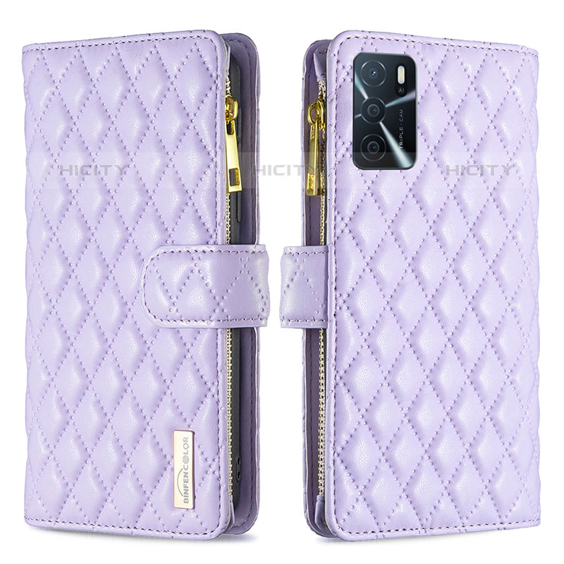 Custodia Portafoglio In Pelle Cover con Supporto B12F per Oppo A16s Viola