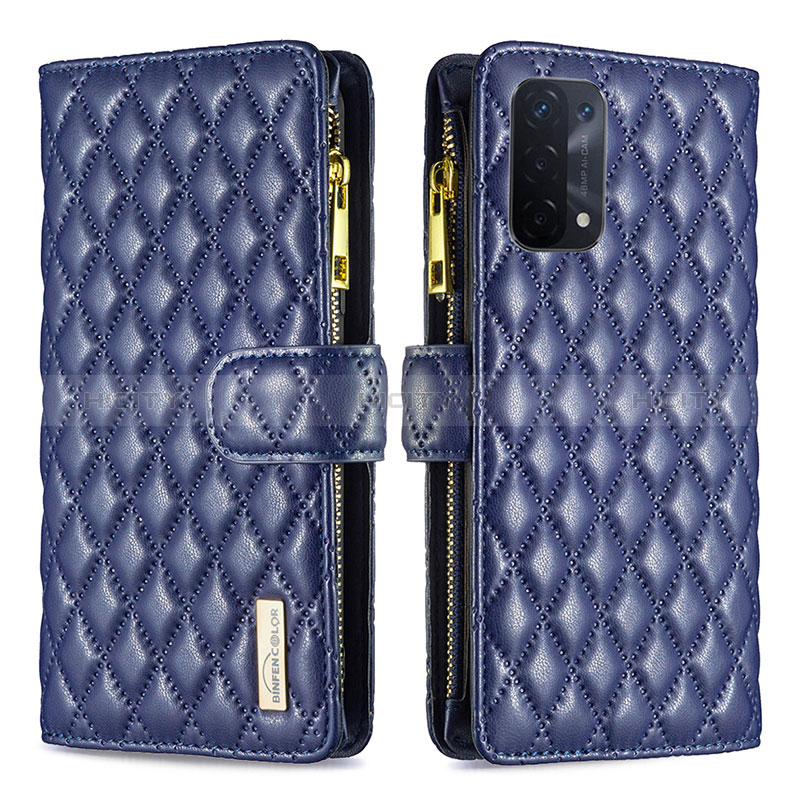 Custodia Portafoglio In Pelle Cover con Supporto B12F per Oppo A54 5G Blu