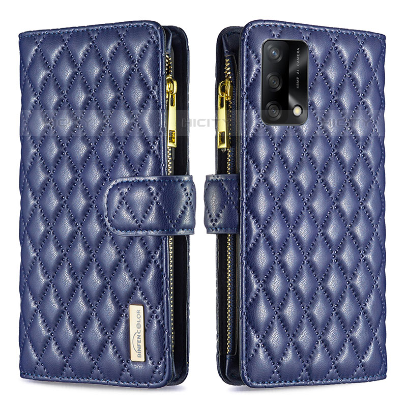 Custodia Portafoglio In Pelle Cover con Supporto B12F per Oppo A74 4G Blu