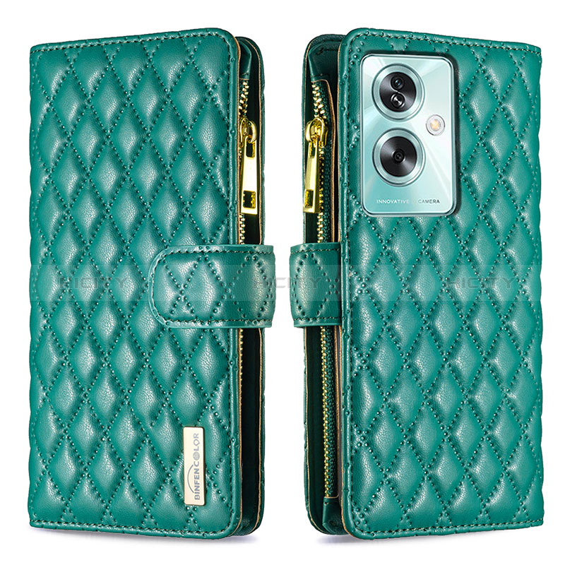 Custodia Portafoglio In Pelle Cover con Supporto B12F per Oppo A79 5G Verde