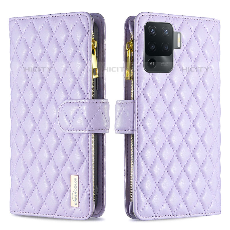 Custodia Portafoglio In Pelle Cover con Supporto B12F per Oppo A94 4G Viola