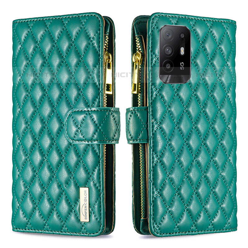 Custodia Portafoglio In Pelle Cover con Supporto B12F per Oppo A94 5G Verde