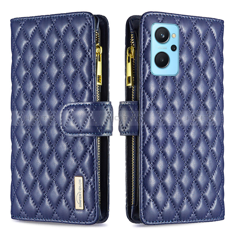 Custodia Portafoglio In Pelle Cover con Supporto B12F per Oppo A96 4G Blu