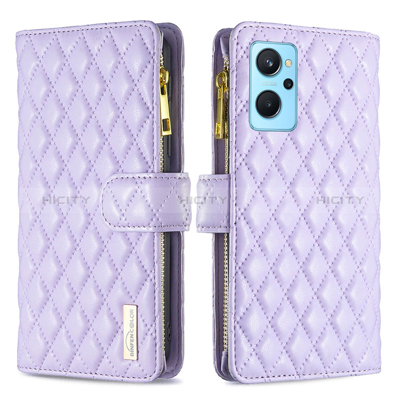 Custodia Portafoglio In Pelle Cover con Supporto B12F per Oppo A96 4G Viola