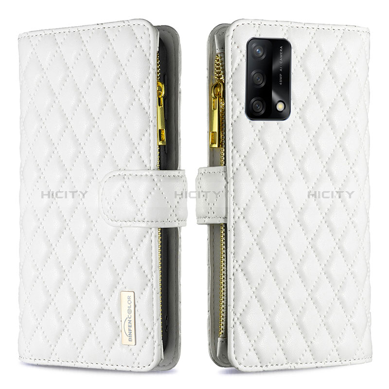 Custodia Portafoglio In Pelle Cover con Supporto B12F per Oppo F19 Bianco