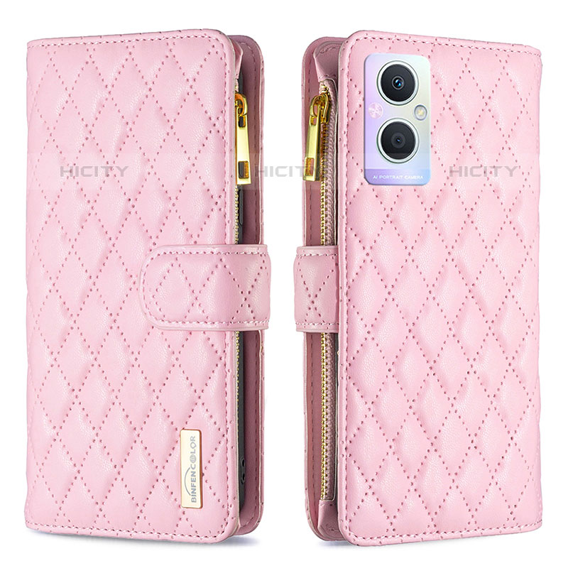 Custodia Portafoglio In Pelle Cover con Supporto B12F per Oppo F21 Pro 5G Oro Rosa