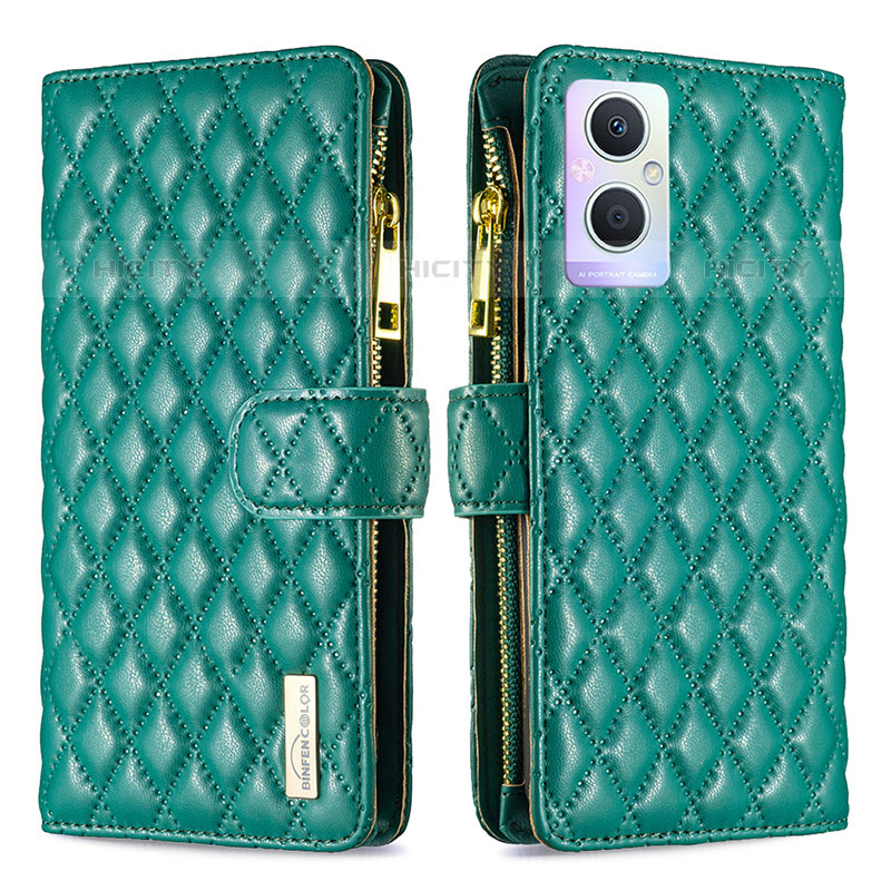 Custodia Portafoglio In Pelle Cover con Supporto B12F per Oppo F21 Pro 5G Verde