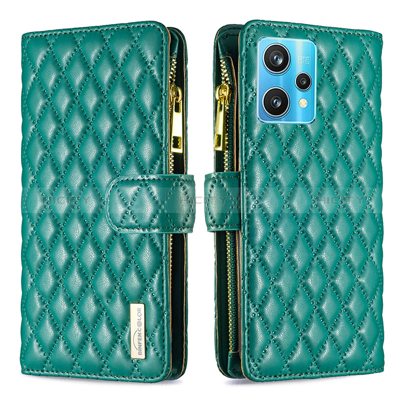 Custodia Portafoglio In Pelle Cover con Supporto B12F per Realme 9 4G Verde