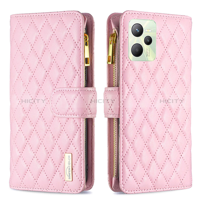 Custodia Portafoglio In Pelle Cover con Supporto B12F per Realme C35 Oro Rosa