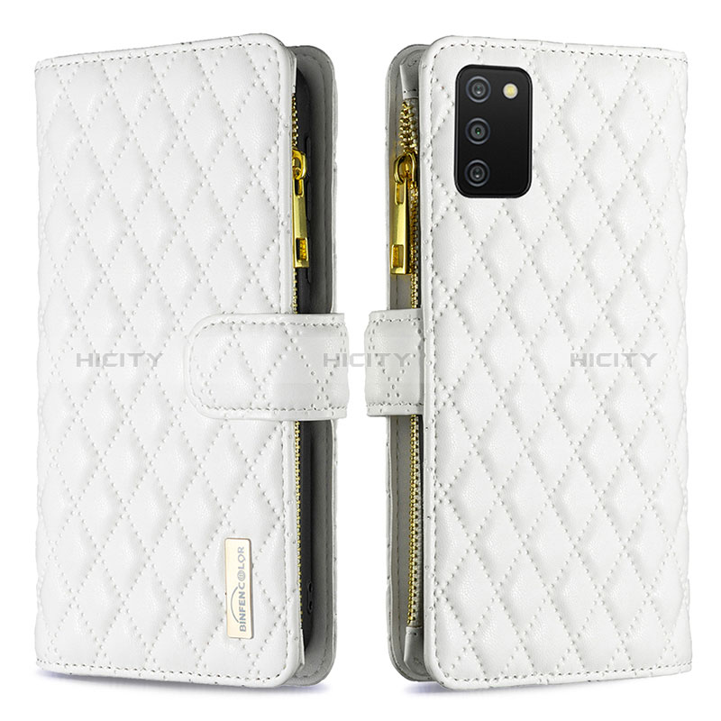 Custodia Portafoglio In Pelle Cover con Supporto B12F per Samsung Galaxy A02s Bianco