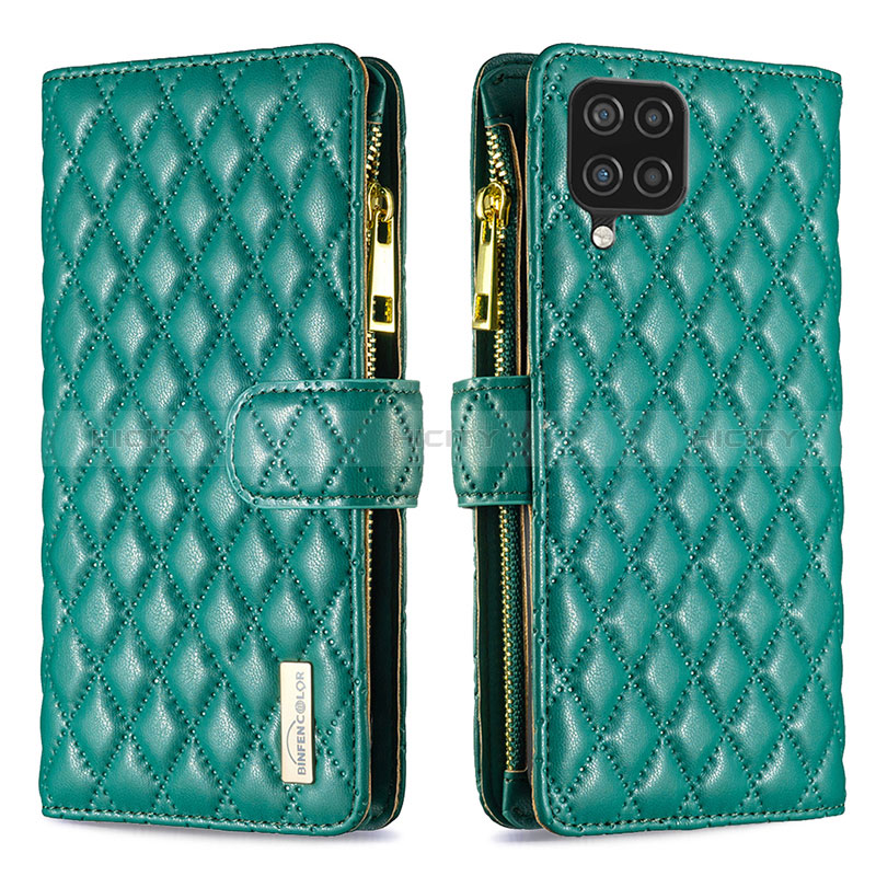 Custodia Portafoglio In Pelle Cover con Supporto B12F per Samsung Galaxy A12 Nacho Verde