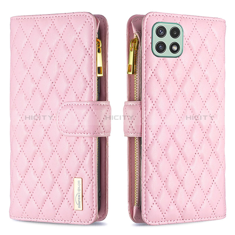 Custodia Portafoglio In Pelle Cover con Supporto B12F per Samsung Galaxy A22s 5G Oro Rosa