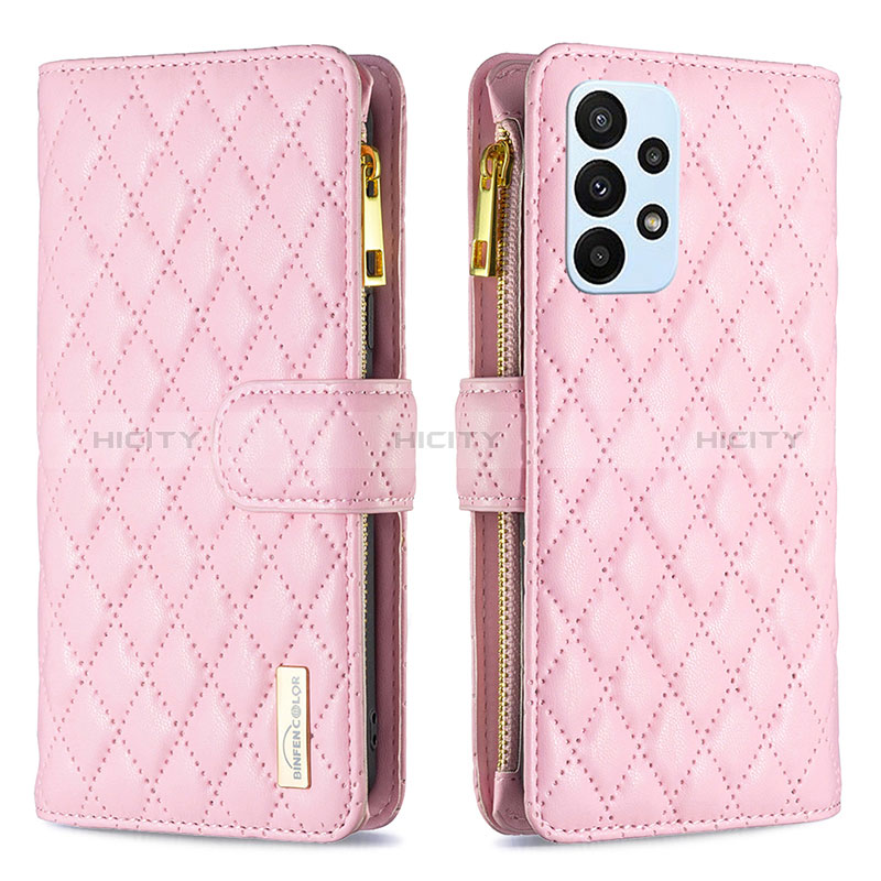 Custodia Portafoglio In Pelle Cover con Supporto B12F per Samsung Galaxy A23 5G Oro Rosa