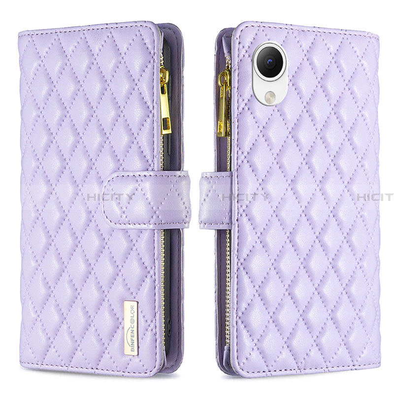 Custodia Portafoglio In Pelle Cover con Supporto B12F per Samsung Galaxy A23 5G SC-56C Viola