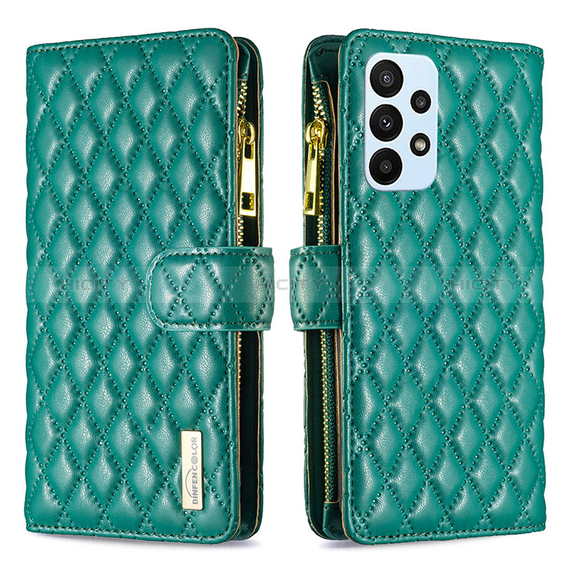 Custodia Portafoglio In Pelle Cover con Supporto B12F per Samsung Galaxy A23 5G Verde