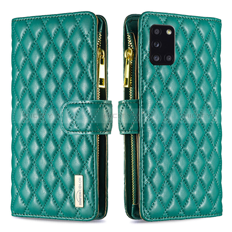 Custodia Portafoglio In Pelle Cover con Supporto B12F per Samsung Galaxy A31 Verde